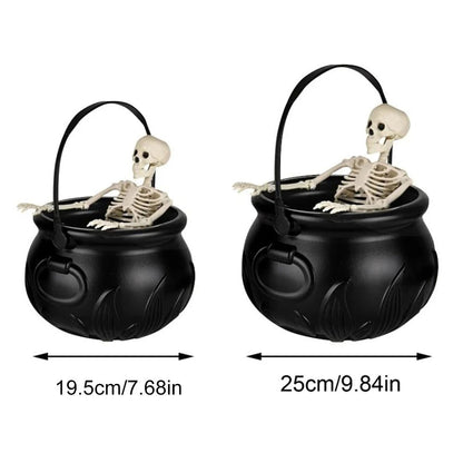 Halloween WitchCauldron with LED Light & Fog Mist Maker Skeleton Decor for Spooky Hocus Pocus Party