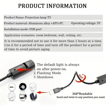 Skull projection lamp, USB lighting night light