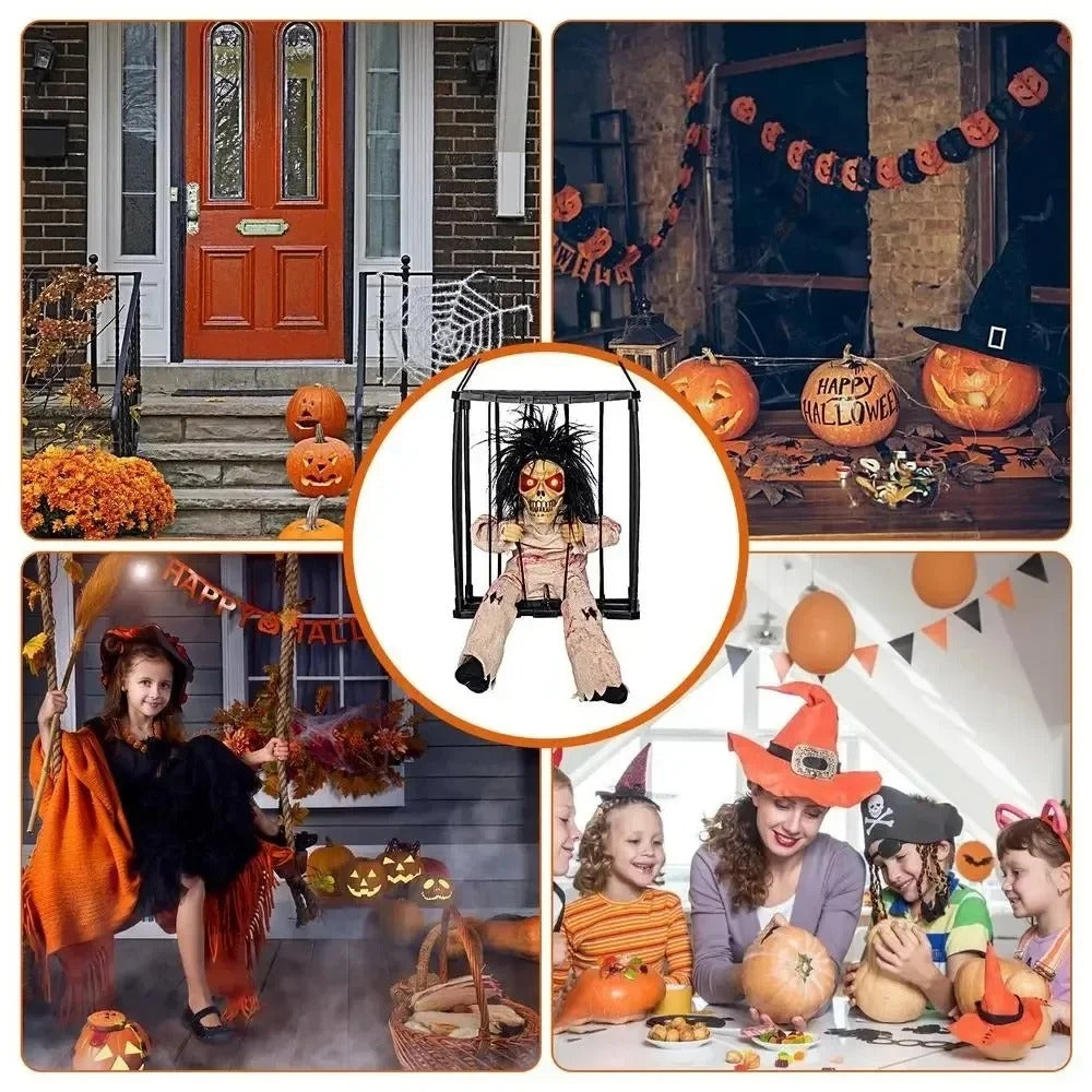 Prisoner Ghost In Cage Scary Skull Prop Electric Skeleton