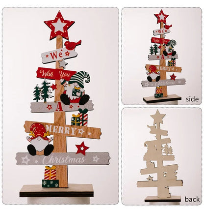 Desktop Christmas Tree Santa Claus DIY Decoration Wooden