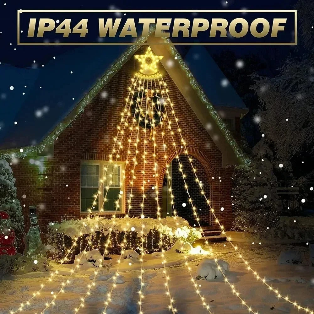 LED Five Pointed Star Waterfall Light Outdoor Courtyard Light Starry Sky