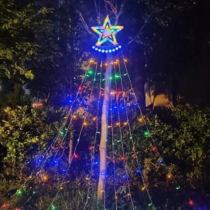 LED Five Pointed Star Waterfall Light Outdoor Courtyard Light Starry Sky