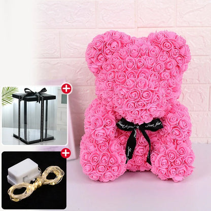 Valentine Gifts Decoration Rose Bear Artificial Flowers