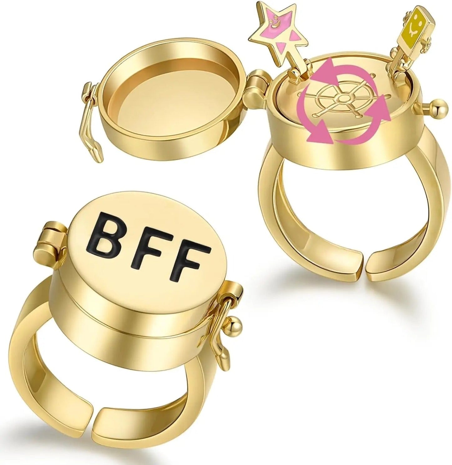 Spinner BFF Matching Rings Best Friend Open Rotate Ring Forever Friendship