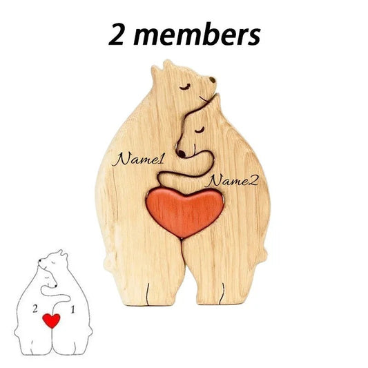 Art Wooden Bear Family Puzzle Personalized Name Custom