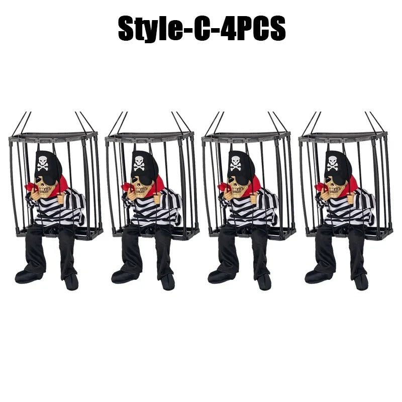 Prisoner Ghost In Cage Scary Skull Prop Electric Skeleton