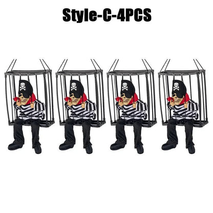 Prisoner Ghost In Cage Scary Skull Prop Electric Skeleton