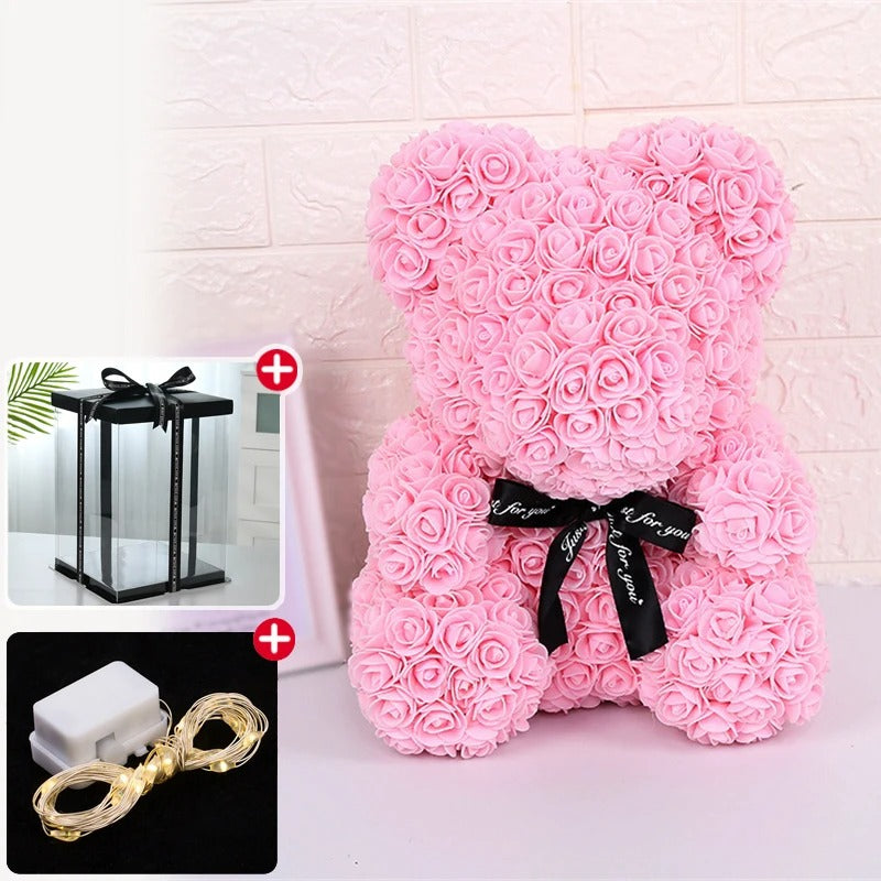 Valentine Gifts Decoration Rose Bear Artificial Flowers