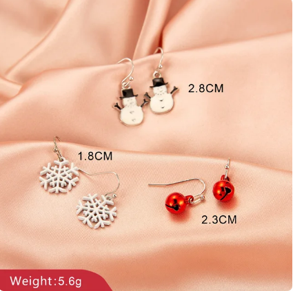 New Christmas Snowman Bells Dangle Earrings
