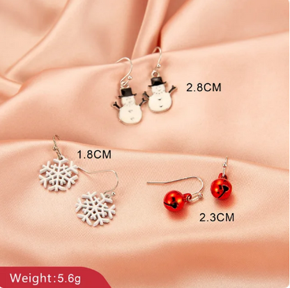 New Christmas Snowman Bells Dangle Earrings