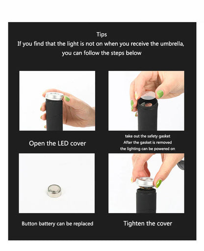 REFLECTIVE STRIPE REVERSE LED LIGHT AUTOMATIC UMBRELLA