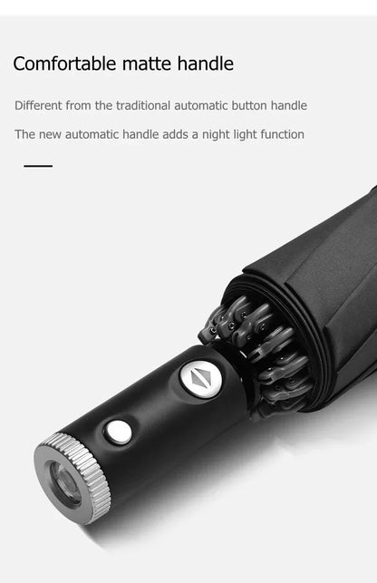 REFLECTIVE STRIPE REVERSE LED LIGHT AUTOMATIC UMBRELLA