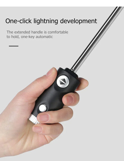 REFLECTIVE STRIPE REVERSE LED LIGHT AUTOMATIC UMBRELLA