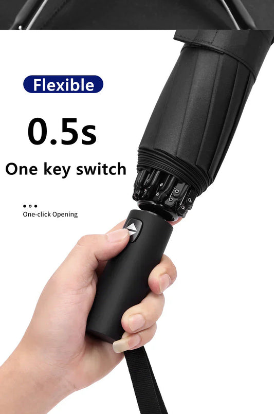 REFLECTIVE STRIPE REVERSE LED LIGHT AUTOMATIC UMBRELLA