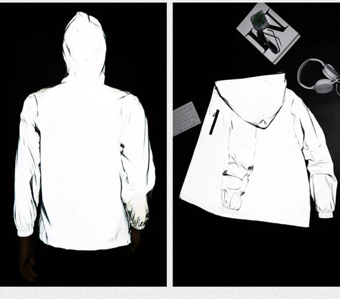 Reflective Silver Anorak Windbreaker Jacket