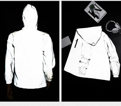 Reflective Silver Anorak Windbreaker Jacket