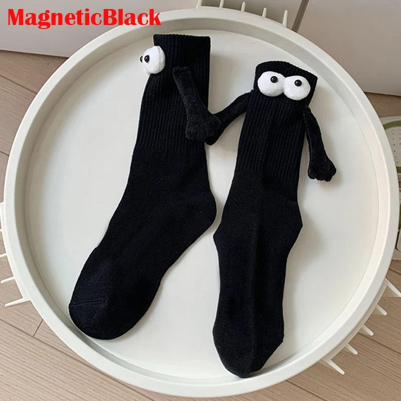 Doll Couple Socks Cartoon Lovely Hand In Hand Cotton Breathable Comfortable Magnetic Attraction Socks For Women Cute Socks