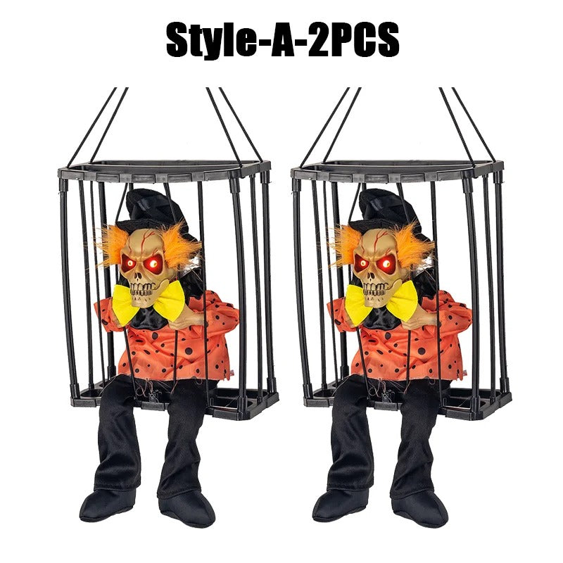 Prisoner Ghost In Cage Scary Skull Prop Electric Skeleton