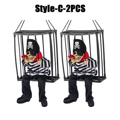 Prisoner Ghost In Cage Scary Skull Prop Electric Skeleton