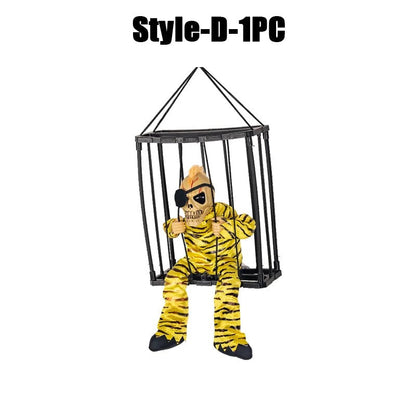 Prisoner Ghost In Cage Scary Skull Prop Electric Skeleton