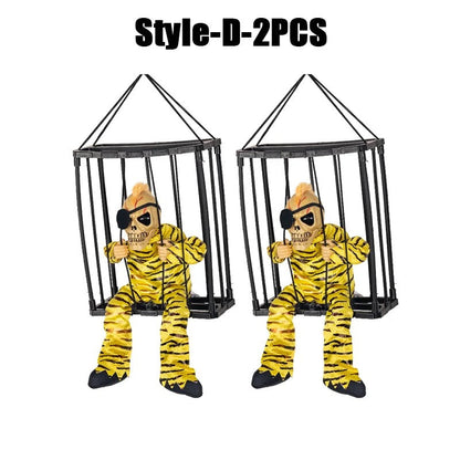 Prisoner Ghost In Cage Scary Skull Prop Electric Skeleton