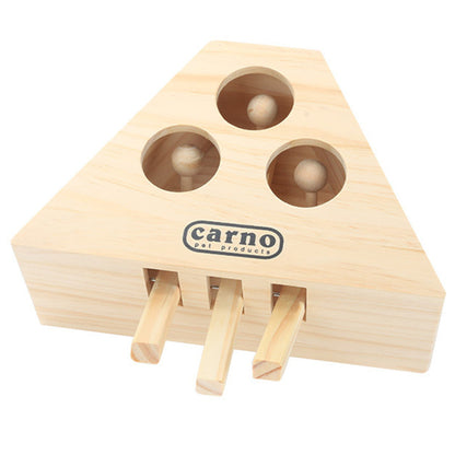 Cat Toy Chase Mouse Solid Wooden Interactive Maze Pet Hit Hamster With Three Five Holes Mouse Hole Catch Bite Catnip Funny Toy